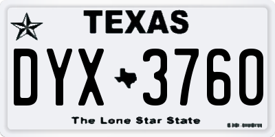 TX license plate DYX3760