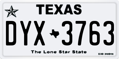 TX license plate DYX3763