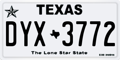 TX license plate DYX3772