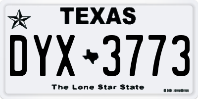 TX license plate DYX3773