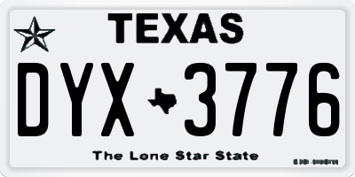 TX license plate DYX3776
