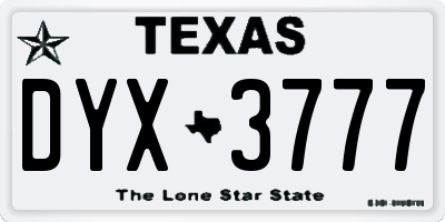 TX license plate DYX3777