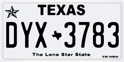 TX license plate DYX3783