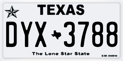 TX license plate DYX3788