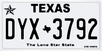 TX license plate DYX3792