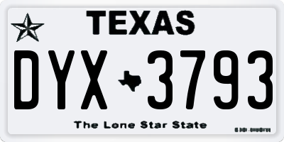TX license plate DYX3793