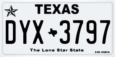 TX license plate DYX3797
