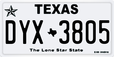 TX license plate DYX3805