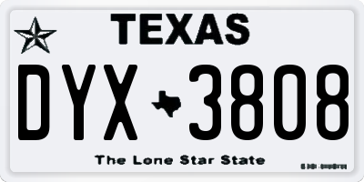 TX license plate DYX3808
