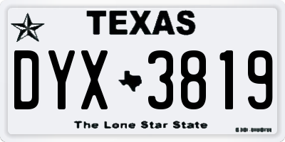 TX license plate DYX3819