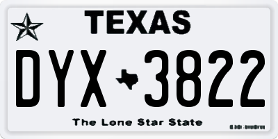TX license plate DYX3822