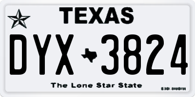 TX license plate DYX3824