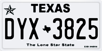 TX license plate DYX3825