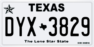 TX license plate DYX3829