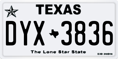 TX license plate DYX3836