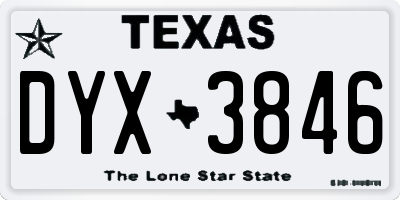 TX license plate DYX3846