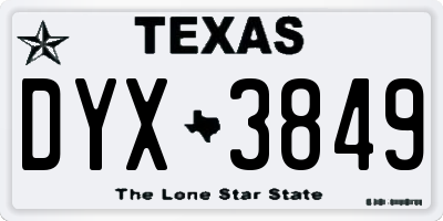 TX license plate DYX3849