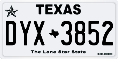 TX license plate DYX3852