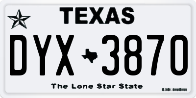 TX license plate DYX3870
