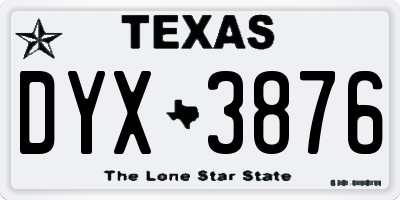 TX license plate DYX3876