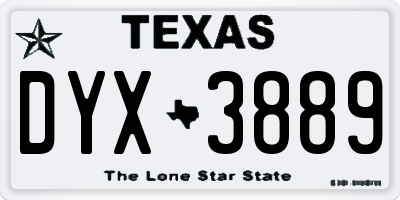 TX license plate DYX3889