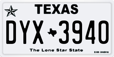 TX license plate DYX3940