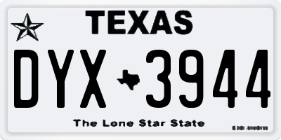 TX license plate DYX3944
