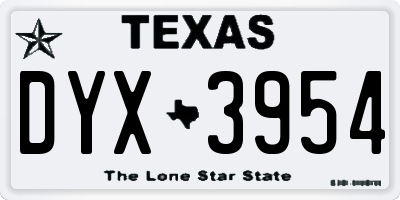 TX license plate DYX3954