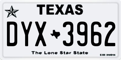 TX license plate DYX3962