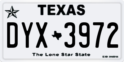 TX license plate DYX3972
