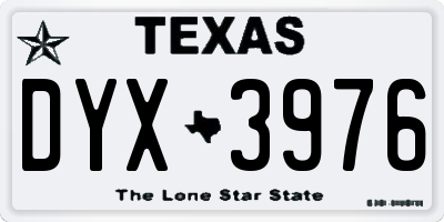TX license plate DYX3976