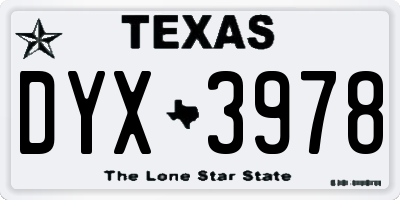 TX license plate DYX3978