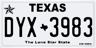 TX license plate DYX3983