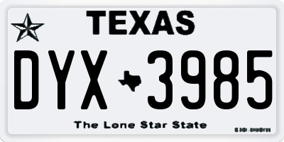 TX license plate DYX3985