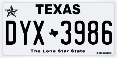 TX license plate DYX3986