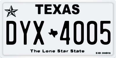 TX license plate DYX4005
