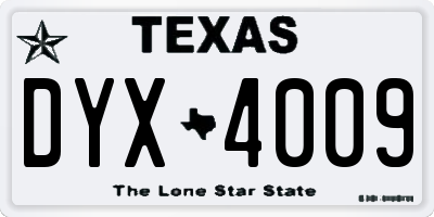 TX license plate DYX4009