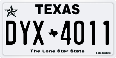 TX license plate DYX4011