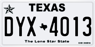 TX license plate DYX4013