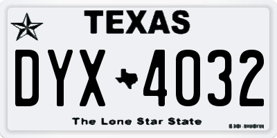 TX license plate DYX4032
