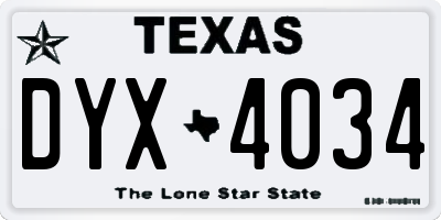 TX license plate DYX4034