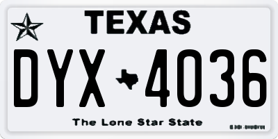 TX license plate DYX4036