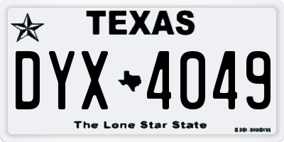 TX license plate DYX4049