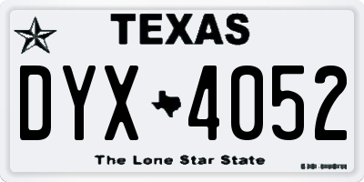 TX license plate DYX4052