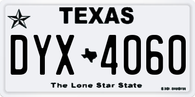 TX license plate DYX4060