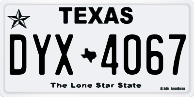 TX license plate DYX4067