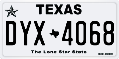 TX license plate DYX4068