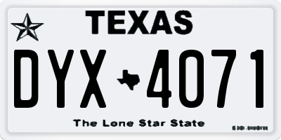 TX license plate DYX4071