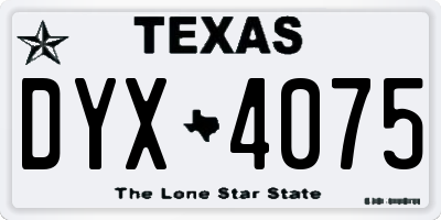 TX license plate DYX4075