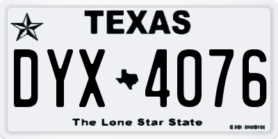 TX license plate DYX4076